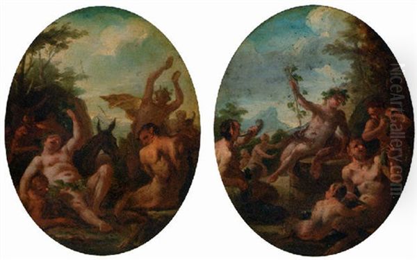 Silenus With Satyrs In A Landscape Oil Painting by  Parmigianino (Michele da Parma)