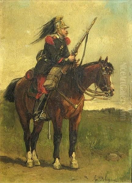 A Dragoon On Patrol Oil Painting by Albert Bligny