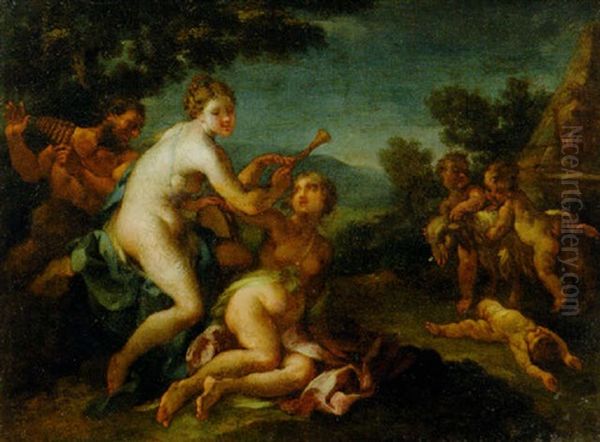 Nymphs And A Satyr With Putti Playing With A Goat Oil Painting by  Parmigianino (Michele da Parma)