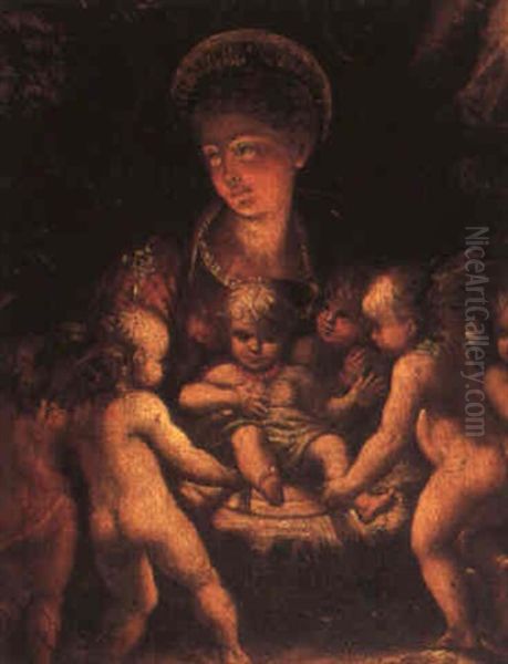 The Madonna And Child With Cherubs Oil Painting by  Parmigianino (Michele da Parma)