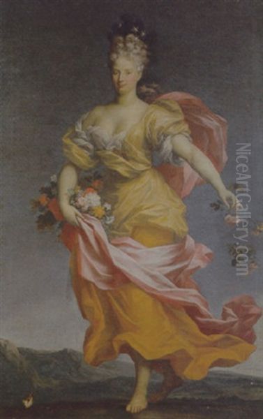 Ritratto Di Dama Come Flora Oil Painting by Domenico Parodi