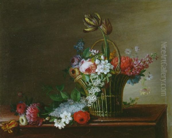 Corbeille De Fleurs Oil Painting by Philippe Parpette