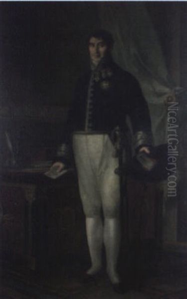 Retrato De Antonio Sainz De Zafra, Intendente Del Ejercito Oil Painting by Miguel Parra Y Soler