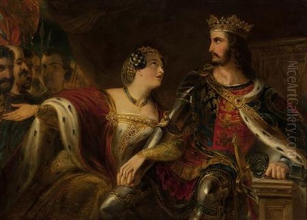 Queen Philippa Pleading With Edward Iii Oil Painting by Edmond Thomas Parris