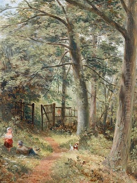 A Summer's Picnic In The Woods Oil Painting by Edmond Thomas Parris