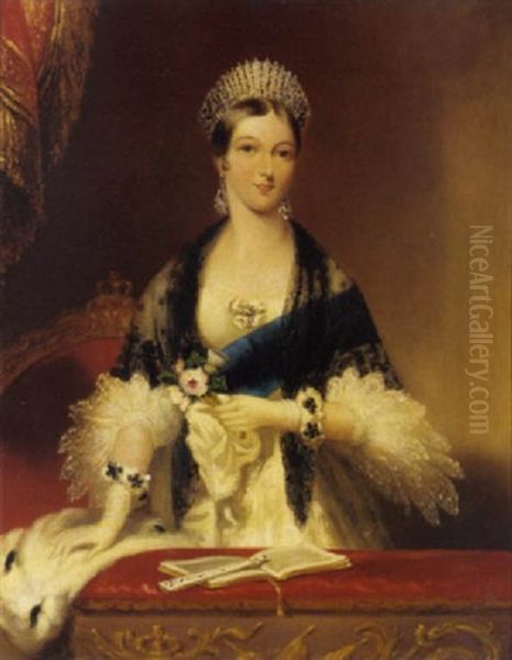 Portrait Of Queen Victoria At The Opera Oil Painting by Edmond Thomas Parris