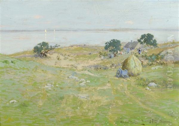 Coastal Farmstead With A Figure Feeding Chickens Oil Painting by Stephen Parrish