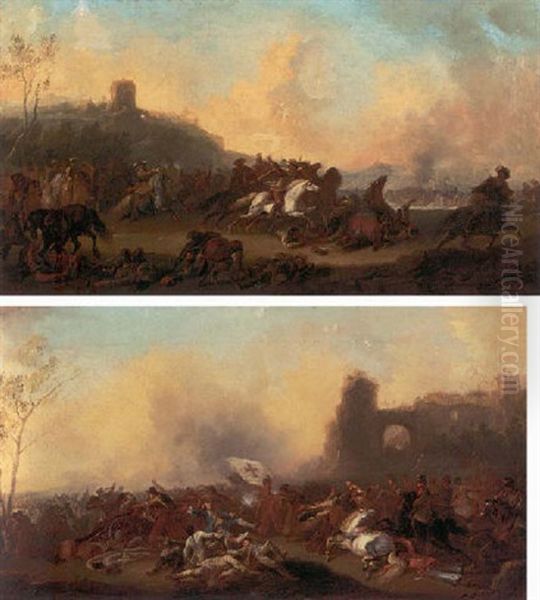 A Military Engagement Between Christians And Turks Oil Painting by Charles Parrocel