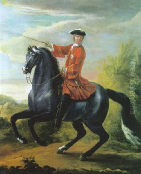 Portrait De Militaire A Cheval Oil Painting by Charles Parrocel