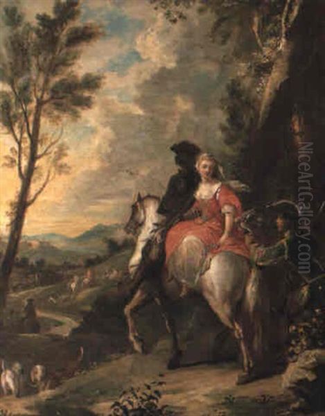 Le Depart Pour La Chasse Oil Painting by Charles Parrocel