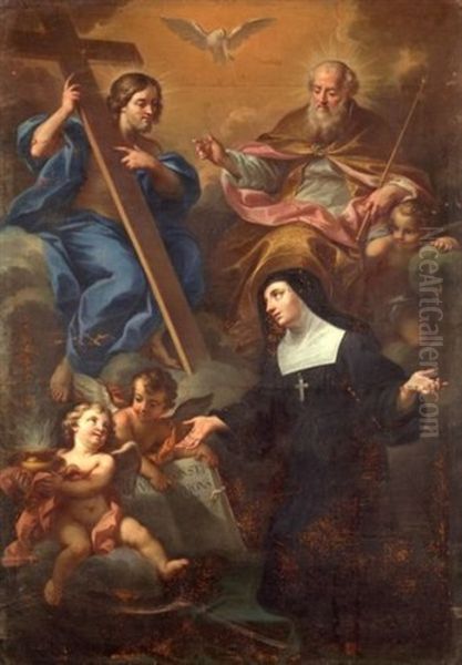 La Remise De La Regle De L'ordre A Une Sainte Religieuse (sainte Therese D'avila?) Oil Painting by Etienne (le Romain) Parrocel