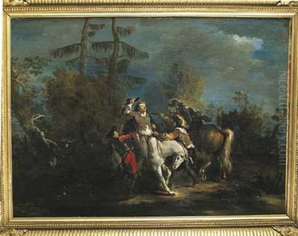 Attaque De Brigands Dans Une Clairiere Oil Painting by Joseph Parrocel