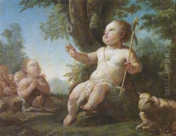 The Infant Saint John The Baptist In A Wooded Landscape Oil Painting by Joseph Francois Ignace Parrocel