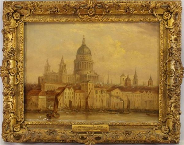 Church Of St. Paul From The Thames River Oil Painting by William Parrott