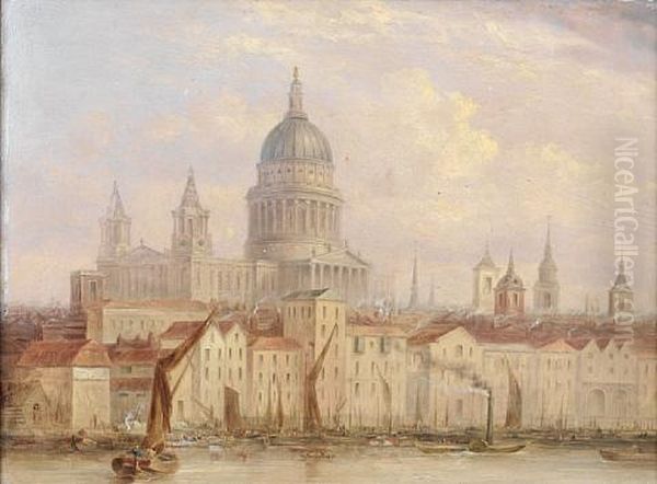 The Church Of Saint Paul's From The Thames Oil Painting by William Parrott