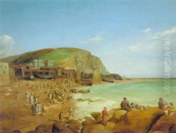 Village Life, Hastings Oil Painting by William Parrott