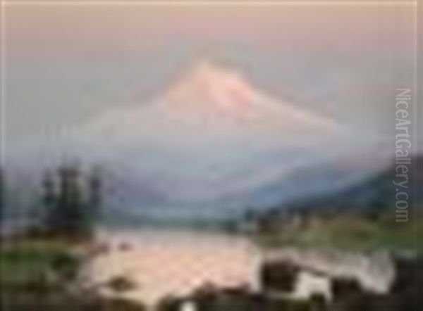 Mount Hood At Sunset Oil Painting by William Samuel Parrott