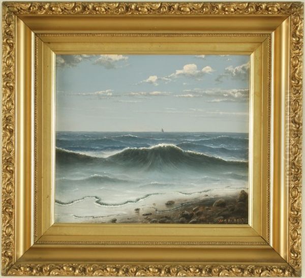 Seascape With Waves And A Tall Ship In The Distance Oil Painting by William Samuel Parrott