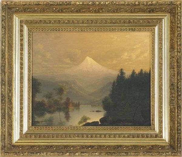 Mt. Hood From Clear Lake (oregon) At Dusk Oil Painting by William Samuel Parrott