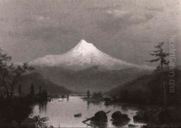 Mt. Hood At Sunset From Hood River, Orgeon Oil Painting by William Samuel Parrott