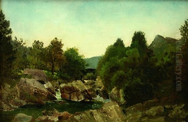 Flusslandschaft (+ Another; 2 Works) Oil Painting by Charles James Parry