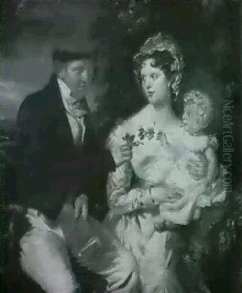 Portrait Of Mr. And Mrs. G.r. Williams And Their Daughter,  Georgiana Oil Painting by David Henry Parry