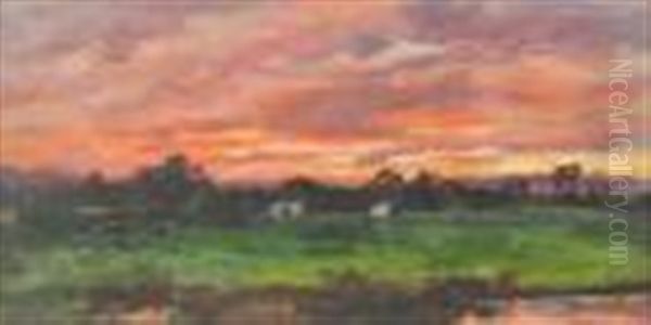 Sunset After Rain Oil Painting by Alfred William Parsons