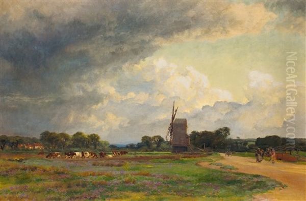 Landschaft Mit Bockmuhle Unter Hohem Wolkenhimmel Oil Painting by Alfred William Parsons