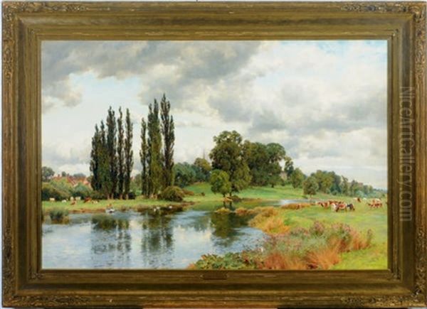 A Summer View Of Bredon On The Avon Oil Painting by Alfred William Parsons