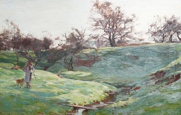 A Bracing Walk Oil Painting by Alfred William Parsons