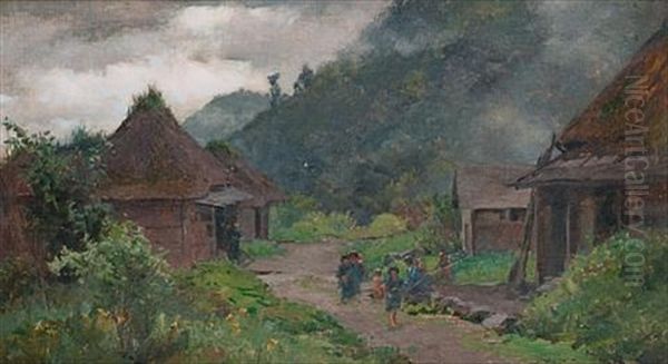 A Rainy Day In Japan Oil Painting by Alfred William Parsons