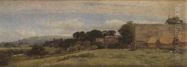 The Tithe Barn Bredon Oil Painting by Alfred William Parsons