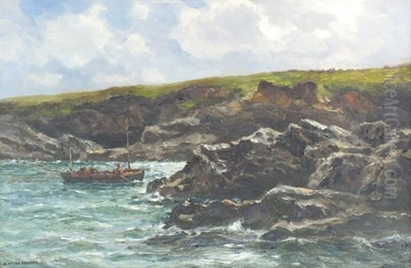 Lobster Boat Pulling Into A Cove Oil Painting by Arthur Wilde Parsons