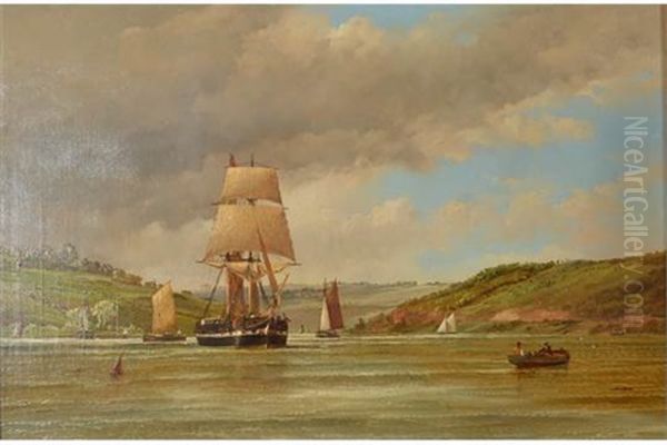 Shipping In A West Country Estuary Oil Painting by Arthur Wilde Parsons