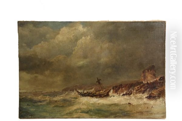 Coastal Shipwreck Oil Painting by Arthur Wilde Parsons