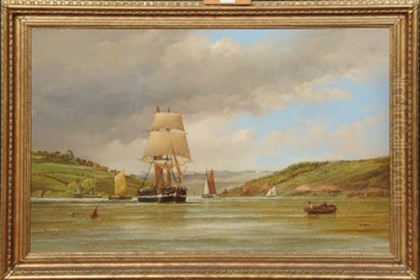 Shipping In A West Country Oil Painting by Arthur Wilde Parsons