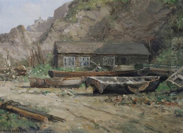 Boats By The Shore Oil Painting by Arthur Wilde Parsons