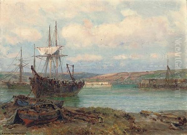 Cormack Harbour (+ Another Similar; Pair) Oil Painting by Arthur Wilde Parsons