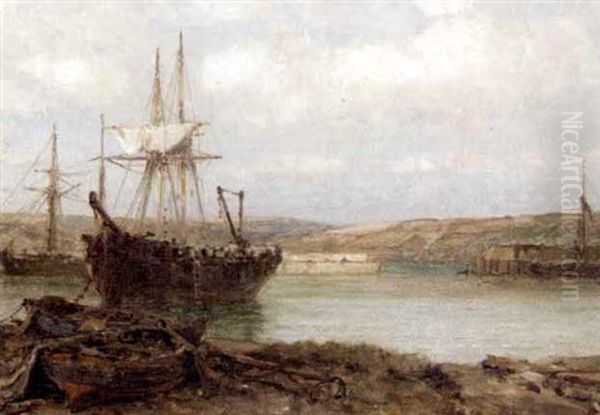 Evening Port (+ Ships In A Harbour; Pair) Oil Painting by Arthur Wilde Parsons