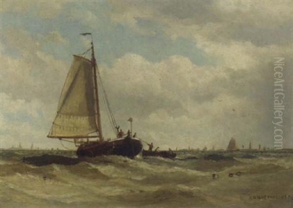 Dutch Ships At Sea Oil Painting by Arthur Wilde Parsons