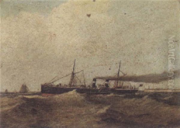 A Paddle Steamer Leaving Port Oil Painting by Arthur Wilde Parsons