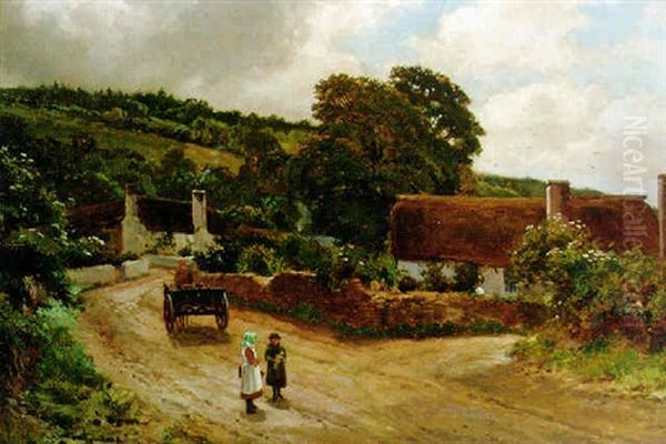 Figures In A Village Street Oil Painting by Arthur Wilde Parsons