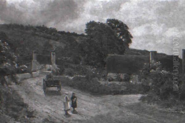 A Devon Village Oil Painting by Arthur Wilde Parsons