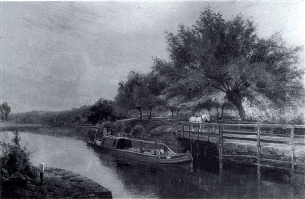 Saltford Canal Oil Painting by Arthur Wilde Parsons