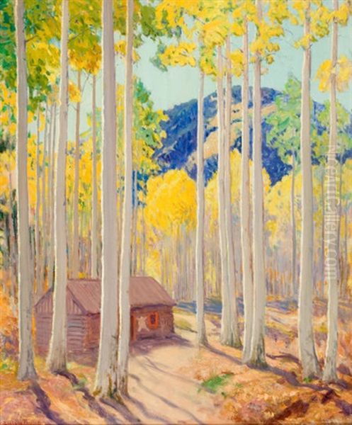 Aspens Oil Painting by Orin Sheldon Parsons