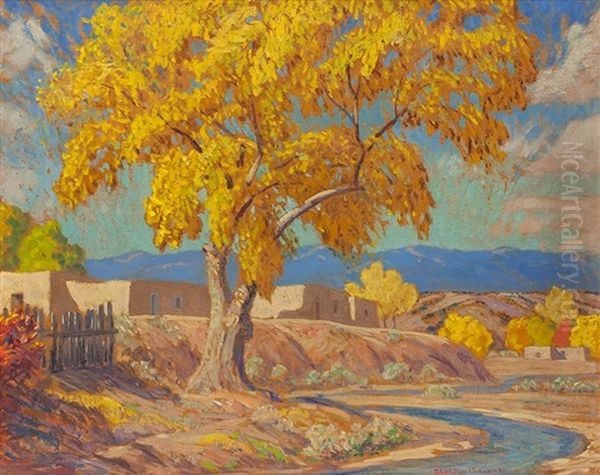 New Mexico Adobe In Landscape Oil Painting by Sheldon Parsons