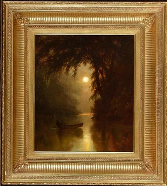 Boating By Moonlight Oil Painting by Arthur Parton