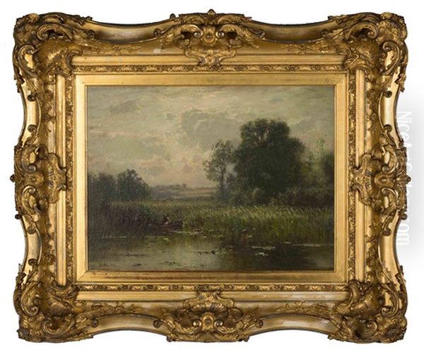 Marsh Scene With Fisherman Oil Painting by Arthur Parton