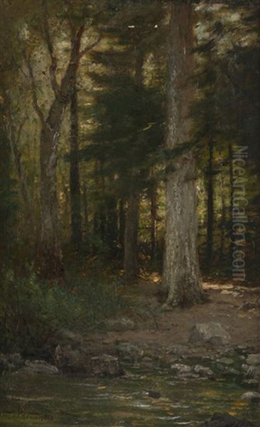 Catskill Pond, Pond In A Forest Interior Oil Painting by Arthur Parton