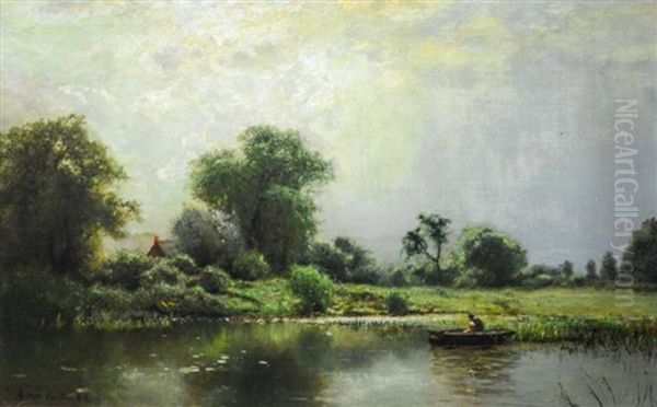 New England Homestead With A Stormy Morning Oil Painting by Arthur Parton